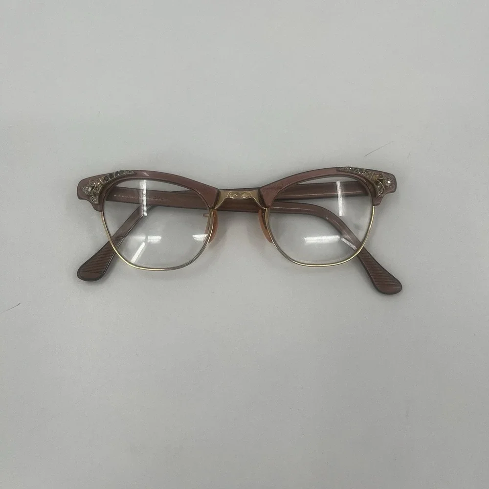 Artcraft Vintage Ornate Cat Eye Rhinestones Eyeglass Frames 1/10 12k GF 22MM‎